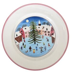 Villeroy & Boch Naif Christmas Plate Gerard Laplau Folk Art Winter Village 8.25"